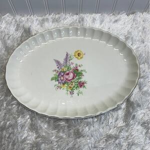W.S. Georges Pastel Floral Vintage Platter 13.5 x 10"